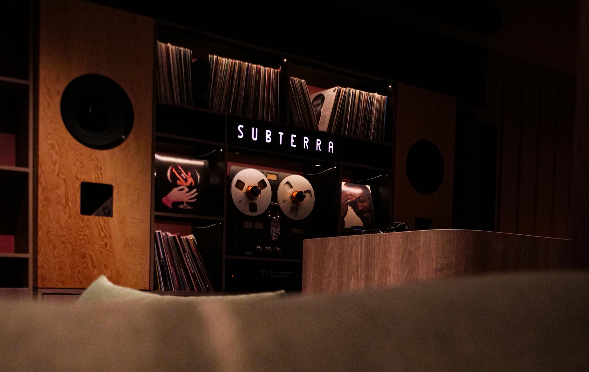 Subterra audio lounge in Old Montreal with Technics reel to reel and Altec Speakers
