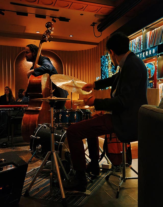 Daniel Verdecchia on drums and Mathieu McConnell on the bass at Subterra live jazz night